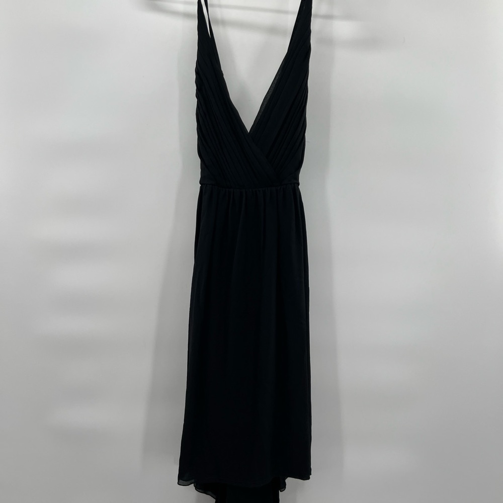 Alice + Olivia black dress with exposed back spaghetti straps hi low size L